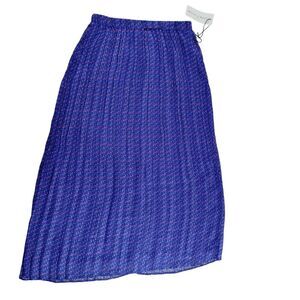 Maison d'Amour Royal Blue Pleated Midi Skirt‎ with Geometric Pattern Size XS
